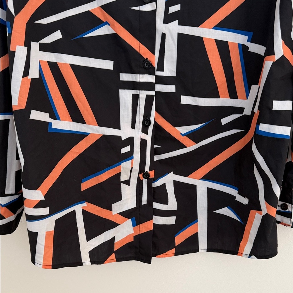 Abstract Pattern Button Down Blouse - Picture 5 of 9